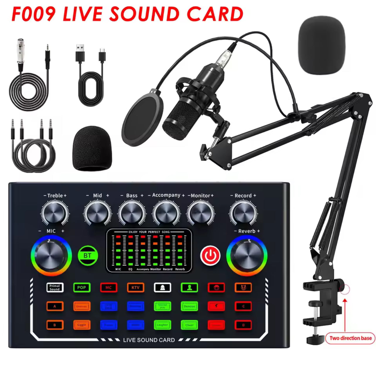 Mezclador de interfaz de Audio de tarjeta de sonido profesional con micrófono F009 para teléfono int Centesur