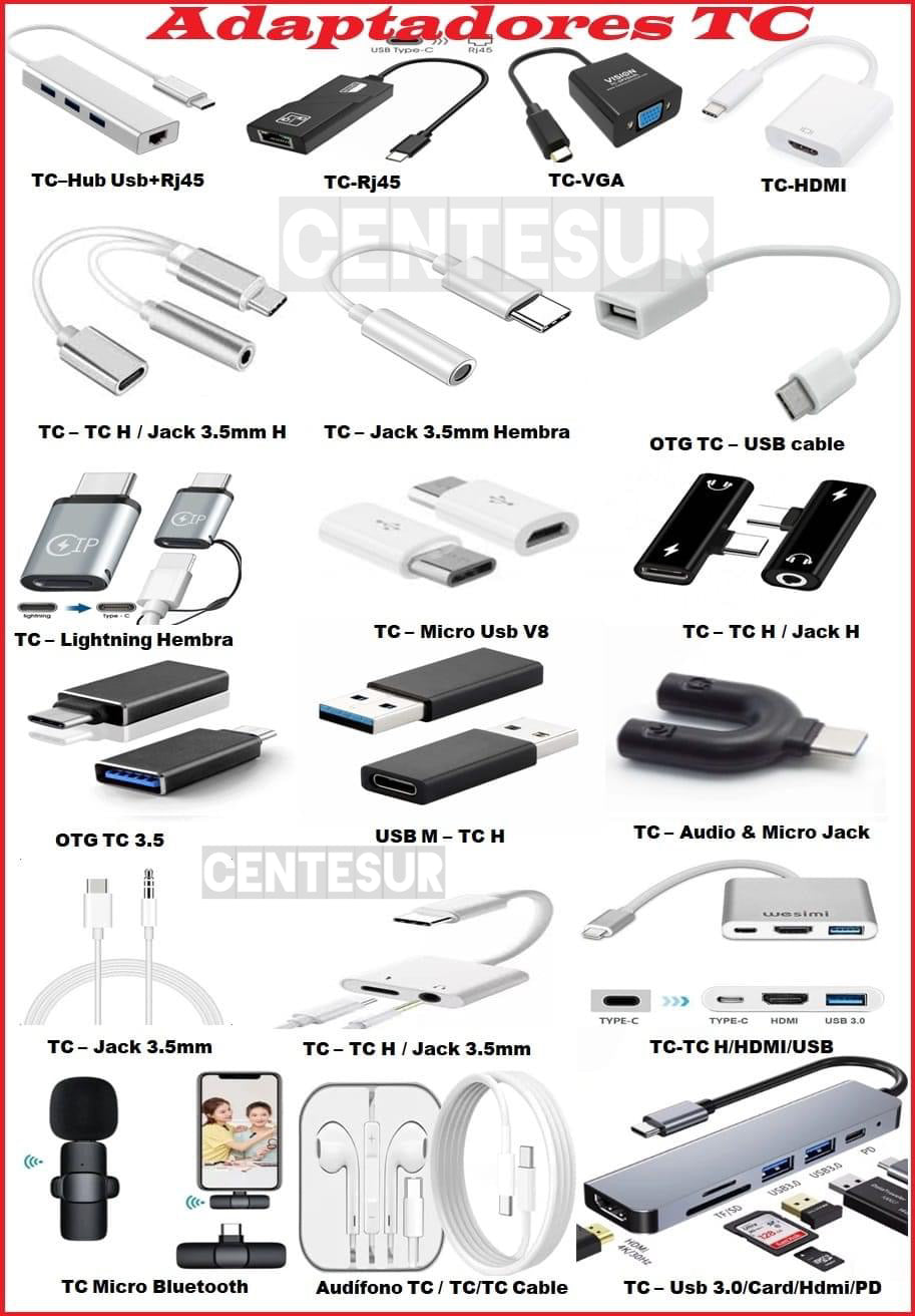 Adaptadores TC audios conversor unión Otg Centesur