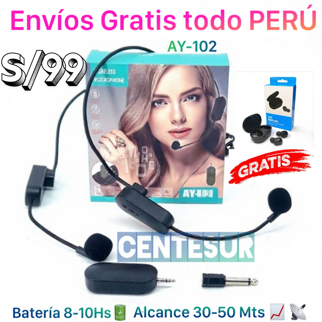 Micrófono Inalámbrico AY-102 Doble Micro + Audio