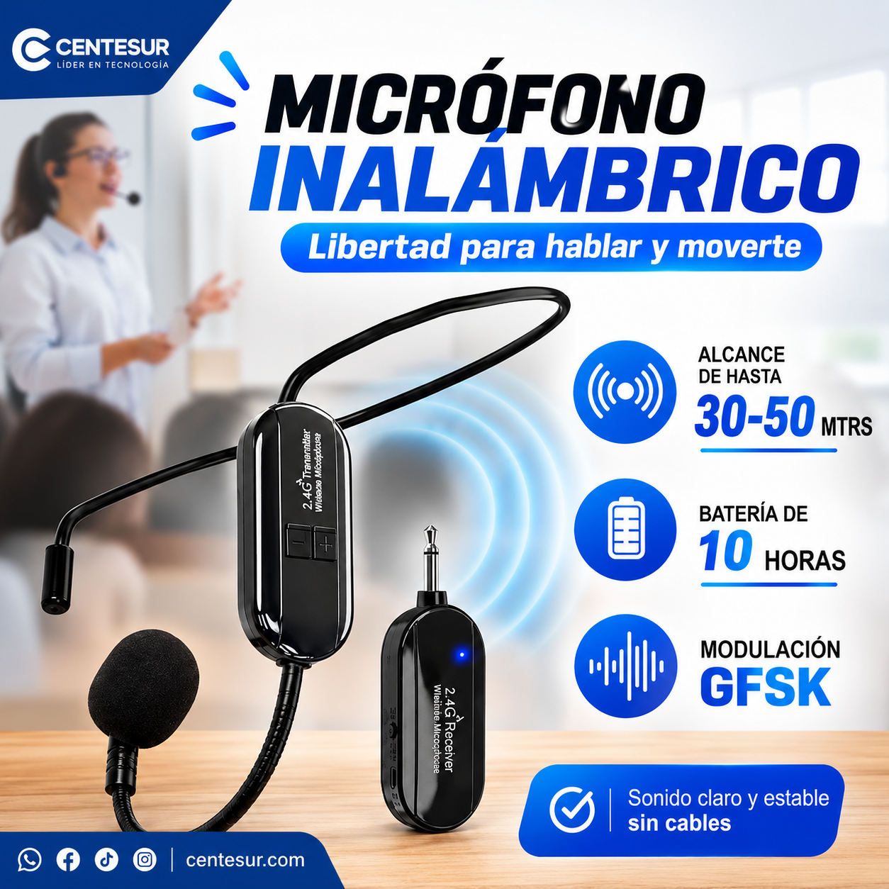MICROFONO INALAMBRICO DIADEMA VINCHA