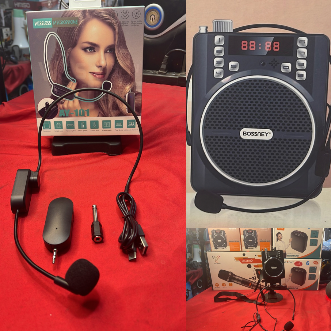 Kit Micro Inalámbrico Vincha + Megáfono Altavoz portátil para Profesores