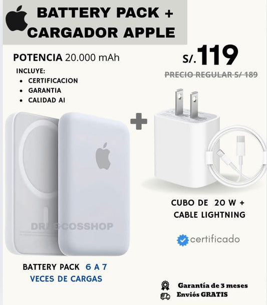 BATTERY PACK + CARGADOR APPLE